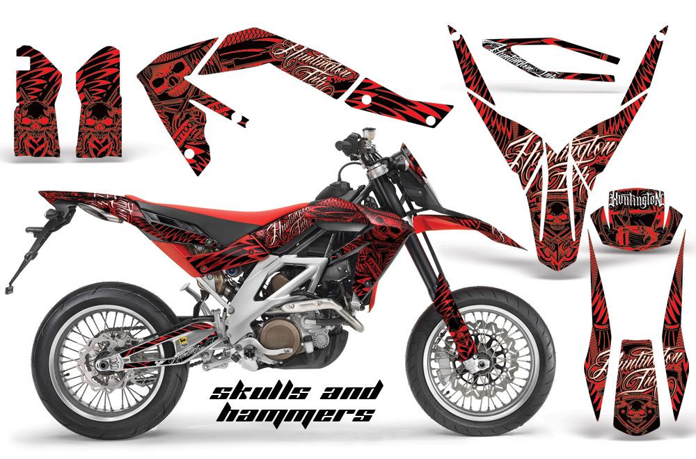 Aprilia SXV450 08 Graphics Kit HI Skulls&Hammers Red